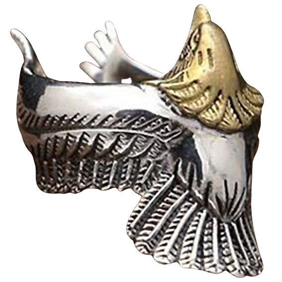 Bague Aigle Argent – Tête Dorée