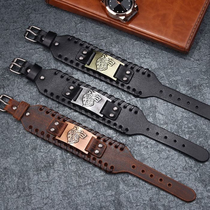 Bracelet Cuir Tête de Loup – Force Nordique – Image 4