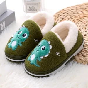 Chaussons enfant fourrés dinosaure mignon