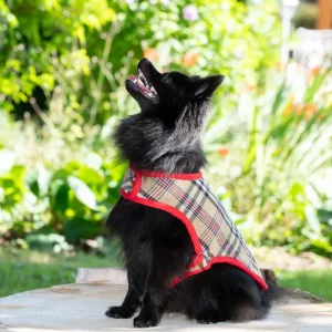 Manteau pour Chien en tartan classique aux tons beige, rouge et noir Britannique Rétro