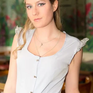 Chemisier Made in France pour femme bleu ciel et argent Cendrillon