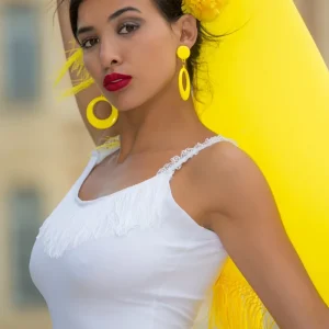 Débardeur made in France blanc à franges en jersey coton Estivale
