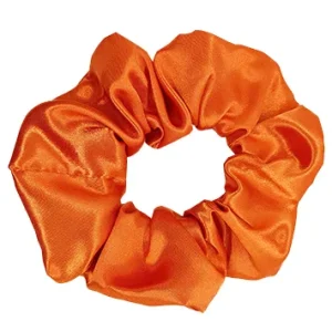 Grand chouchou cheveux en satin orange vif uni Made in France Jack O’Lantern