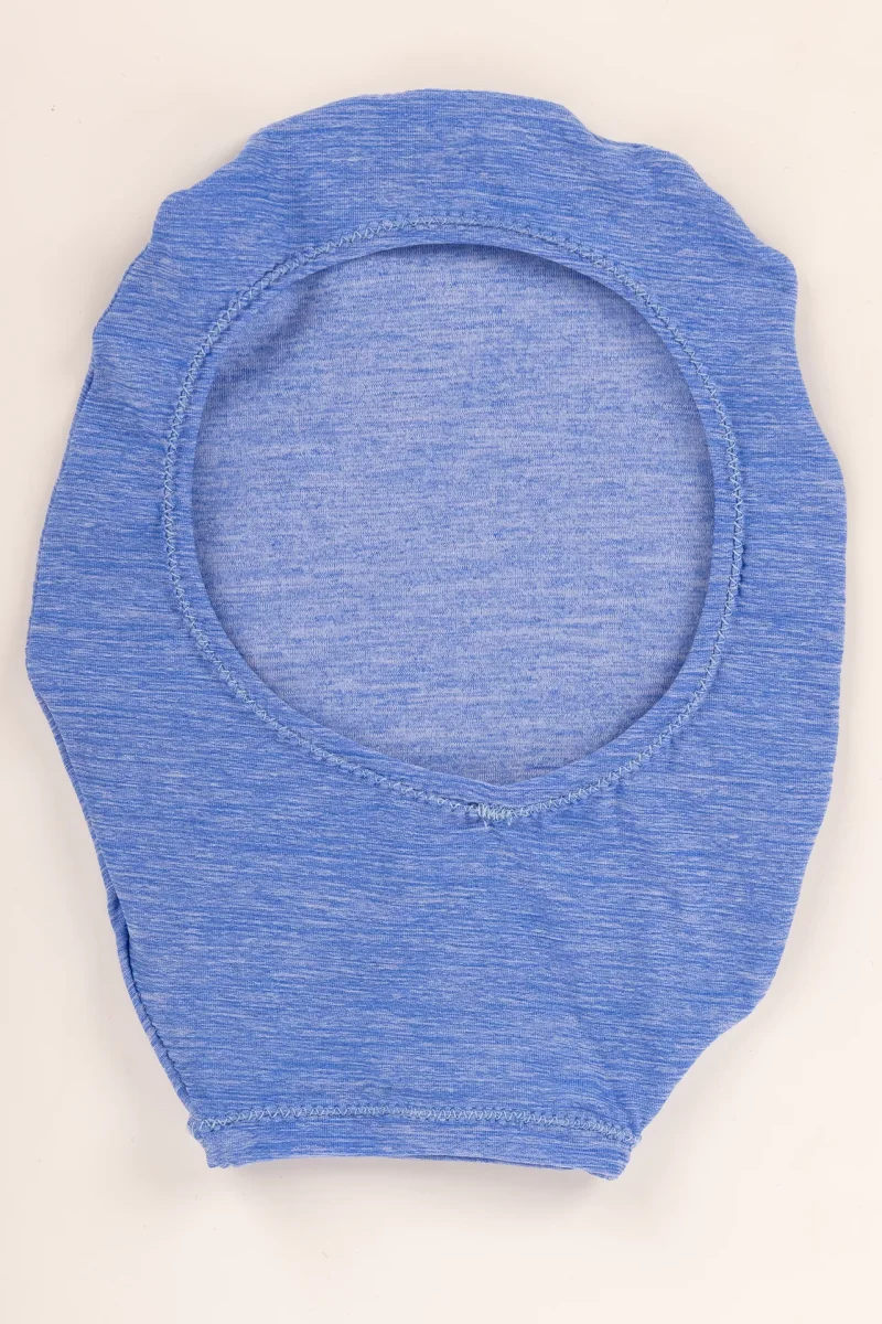 Housse de poche de stomie Made in France en lycra bleu Chiné