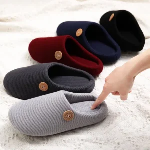 Chaussons homme confort bouton bois