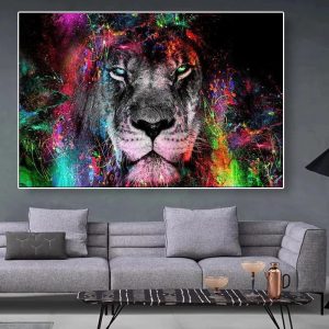 Tableau Tête de Lion Street Art