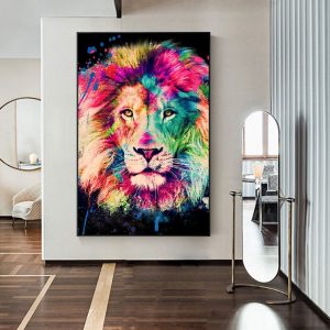 Tableau Tête de Lion – Couleurs Explosives