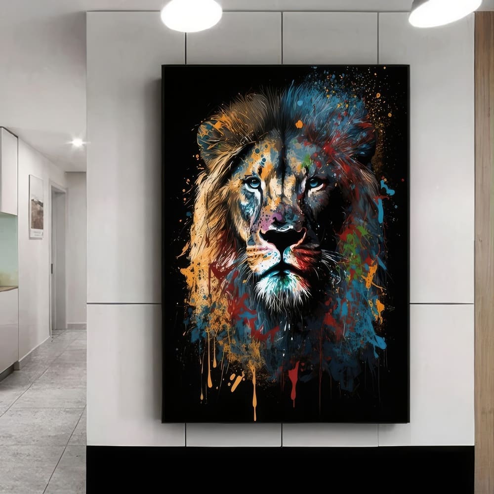 Tableau Tête de Lion Pop Art