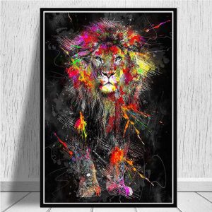 Tableau Lion Multicolore