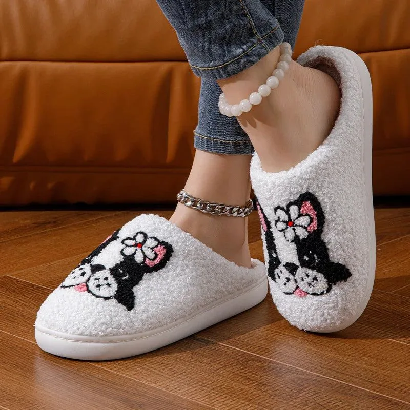 Chaussons Animaux Bouledogue Et Fleurs – Image 3