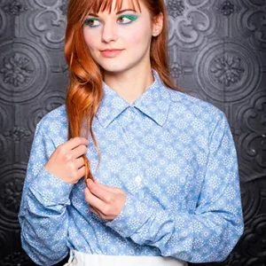 Chemisier pour femme Made in France en coton imprimé flocons Reine des Neiges