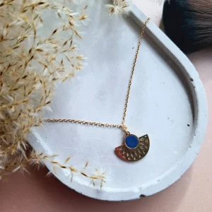 Collier femme cuir bleu upcyclé
