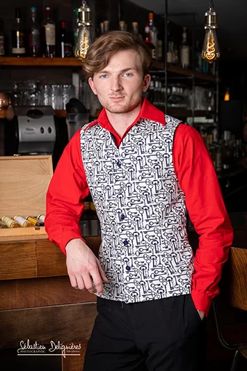 Gilet d’homme Made in France en coton oeko-tex imprimé clefs Trouver la clé – Image 3