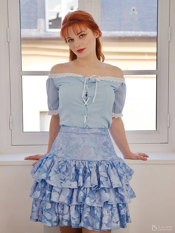 Chemisier Haute Couture Made in France bleu ciel Séries de l’impératrice Eugénie – Image 7