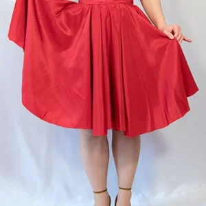 Jupe ample Made in France Pin up en taffetas coloris rouge